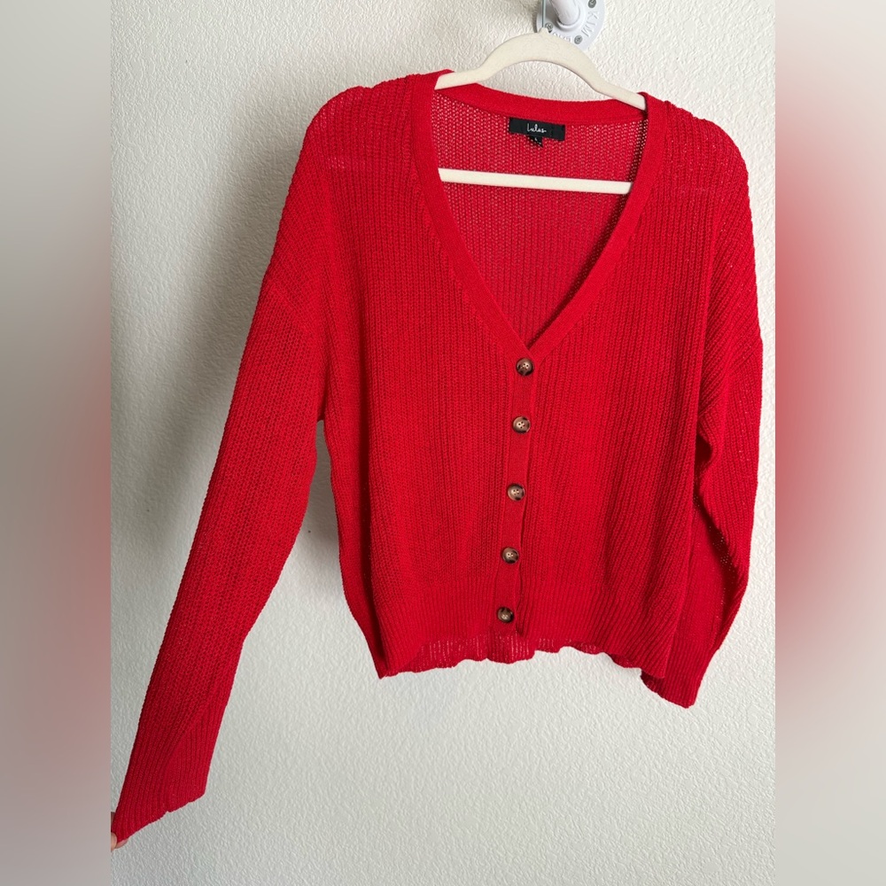 Lulu's Vibrant Red Cardigan Sweater